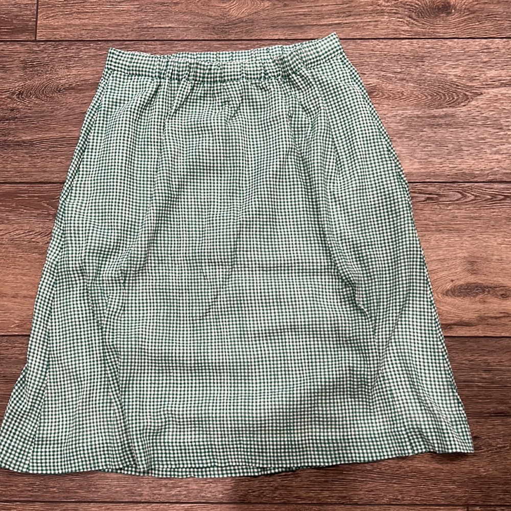 J Crew Green Gingham Skirt!